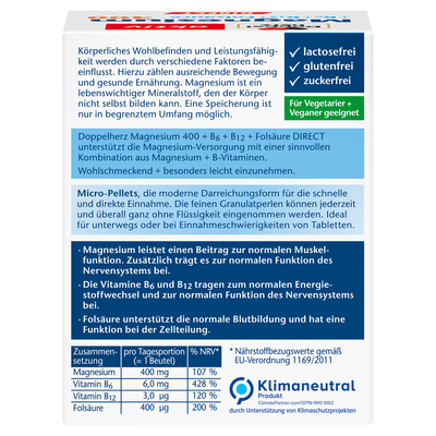 DOPPELHERZ Magnesium+B Vitamine DIRECT Pellets