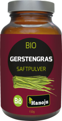 BIO GERSTENGRASSAFT-Pulver im Braunglas